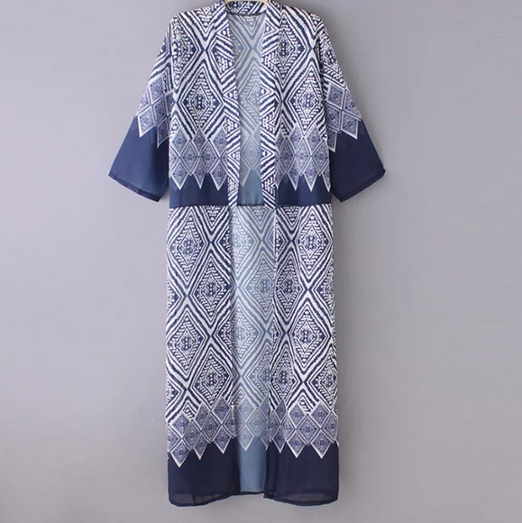 Maxi Long Boho Kimono Duster - Picture 3 of 5